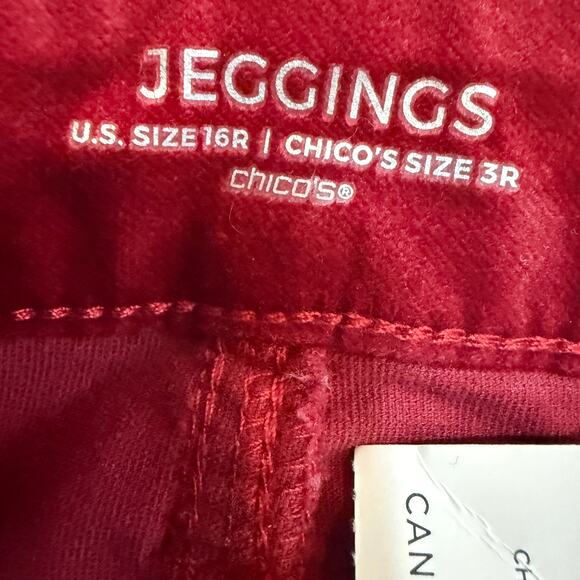 Chico's 3R velvet fly front stretch Jeggings pants P 2404 - Picture 5 of 12